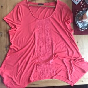 Spring! Adrianna Papell 3X pink asymmetrical top